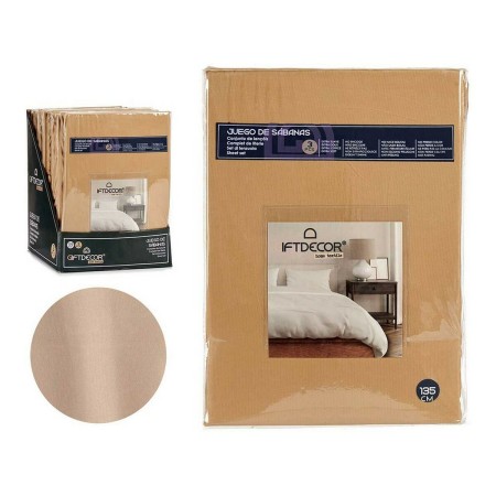 Jeu de draps Lit de 135 Beige (3 Pièces)