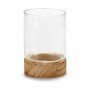 Bougeoir Marron Transparent Verre Bois (11,5 x 16 x 11,5 cm)