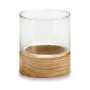 Bougeoir Marron Transparent Verre Bois (10 x 11,1 x 10 cm)