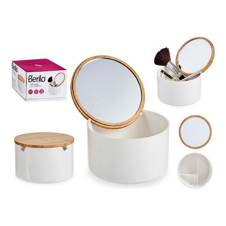 Boîte à bijoux Miroir Bambou Plastique (13,5 x 8 x 13,5 cm)