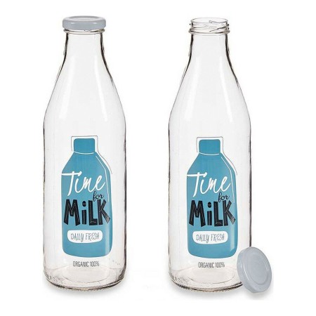 Bouteille Time for Milk Transparent Métal verre (1000 ml)