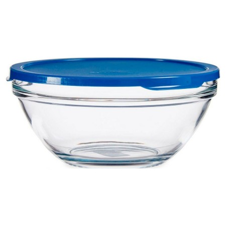 Panier-repas rond avec couvercle Bleu Transparent Plastique verre (2500 ml)