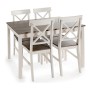 Ensemble Table + 4 Chaises Blanc Gris Bois de peuplier (5 pcs)