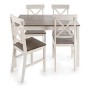 Ensemble Table + 4 Chaises Blanc Gris Bois de peuplier (5 pcs)