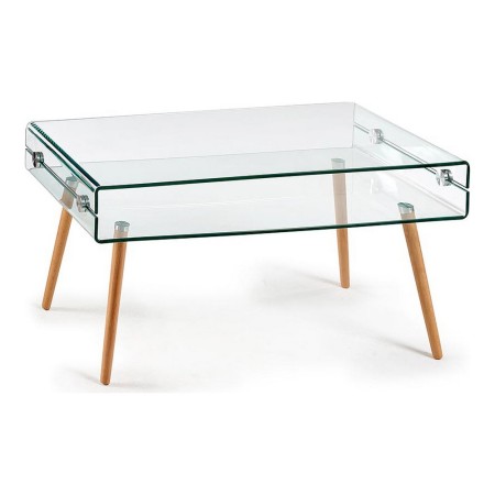 Table Basse Verre Bois (55 x 52 x 110 cm)