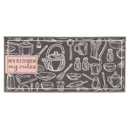 Tapis My Kitchen Rose Blanc Gris Polyamide Latex (40 x 1 x 90 cm)