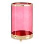 Bougeoir Rose Doré Cylindre Métal verre (12,2 x 19,5 x 12,2 cm)