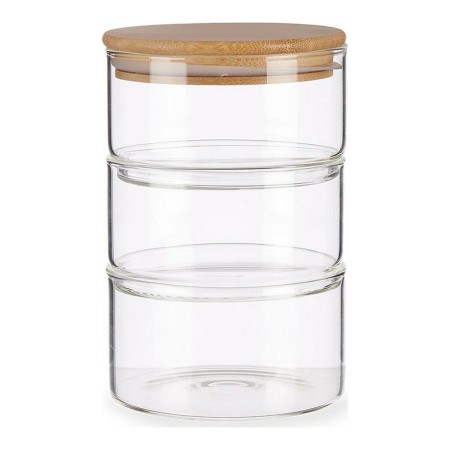 Bocal Marron Transparent Bambou Verre Borosilicaté (1200 ml)