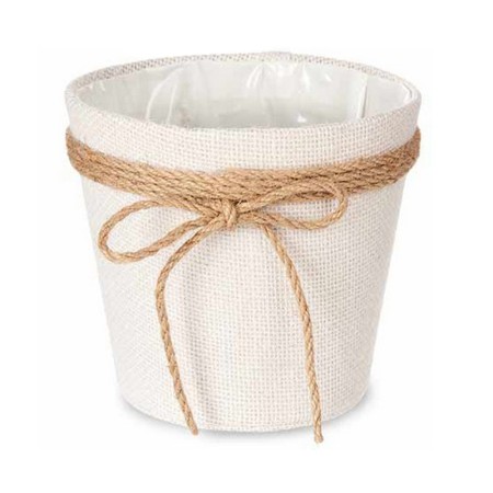 Cache-pot Lien Tissu Blanc Plastique (15 x 14 x 15 cm)