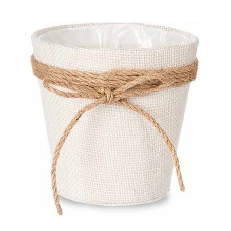 Cache-pot Lien Tissu Blanc Plastique (12,5 x 12 x 12,5 cm)