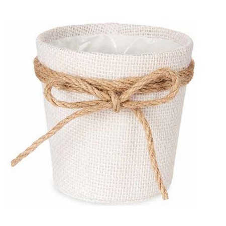 Cache-pot Lien Tissu Blanc Plastique (10 x 10 x 10 cm)