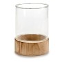 Bougeoir Marron Transparent Verre Bois (14,5 x 19,3 x 14,5 cm)