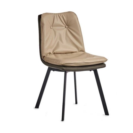 Fauteuil Beige Bouton Cuir Synthétique Acier (47 x 85 x 62 cm)