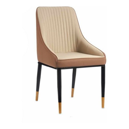 Fauteuil Rayures Beige Cuir Synthétique Acier (51 x 92 x 65 cm)