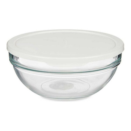 Panier-repas rond avec couvercle Blanc Plastique verre (1135 ml)