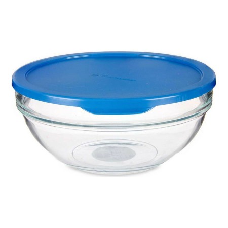 Panier-repas rond avec couvercle Bleu Plastique verre (1135 ml)