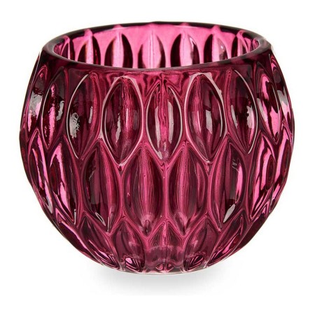 Bougeoir Hexagones Rose Verre (11 x 9 x 11 cm)