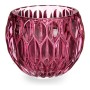 Bougeoir Hexagones Rose Verre (9 x 7,5 x 9 cm)