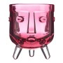 Bougeoir Visage Rose Verre (7,8 x 8,8 x 7,8 cm)