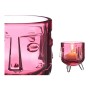 Bougeoir Visage Rose Verre (7,8 x 8,8 x 7,8 cm)