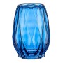 Vase Taillé Losanges Verre Bleu (13,5 x 19 x 13,5 cm)