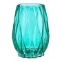 Vase Taillé Losanges Verre Turquoise (13,5 x 19 x 13,5 cm)