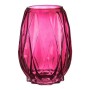 Vase Rose Taillé Losanges Verre (13,5 x 19 x 13,5 cm)