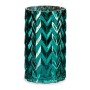 Vase Taillé Epis Verre Turquoise (11,3 x 19,5 x 11,3 cm)