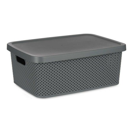 Boîte de rangement avec couvercle Anthracite Plastique (28 x 15,5 x 39 cm)