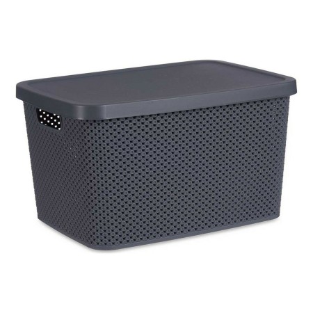 Boîte de rangement avec couvercle Anthracite Plastique (28 x 22 x 39 cm)