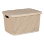 Boîte de rangement avec couvercle Beige Plastique (28 x 22 x 39 cm)