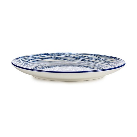 Assiette plate Rayures Ø 24 cm Bleu/Blanc Porcelaine (6 Unités)