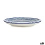 Assiette plate Rayures Ø 24 cm Bleu/Blanc Porcelaine (6 Unités)