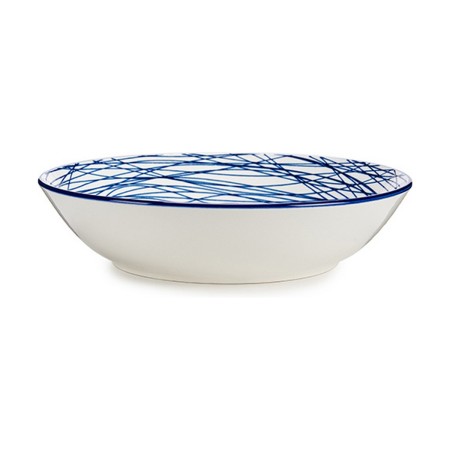 Assiette creuse Rayures Ø 20 cm Bleu/Blanc Porcelaine (6 Unités)