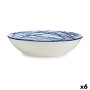 Assiette creuse Rayures Ø 20 cm Bleu/Blanc Porcelaine (6 Unités)