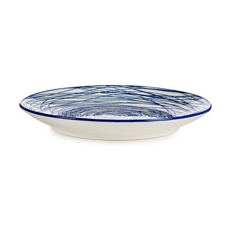 Assiette à dessert Rayures Ø 20 cm Bleu/Blanc Porcelaine 6 Unités