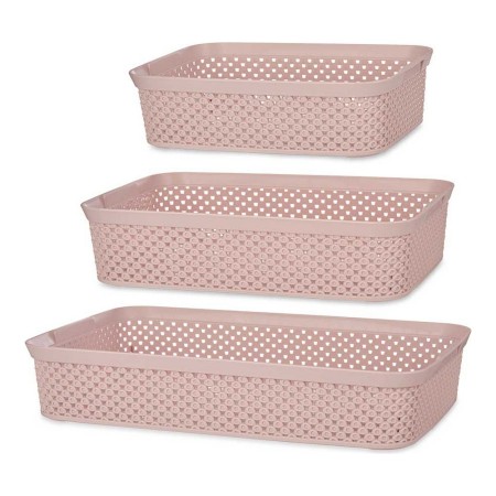 Boîte Multiusage Rose Plastique (3 pcs)