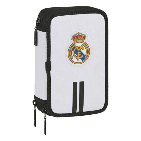 Pochette à crayons triple Real Madrid C.F. Blanc Noir (36 Pièces)