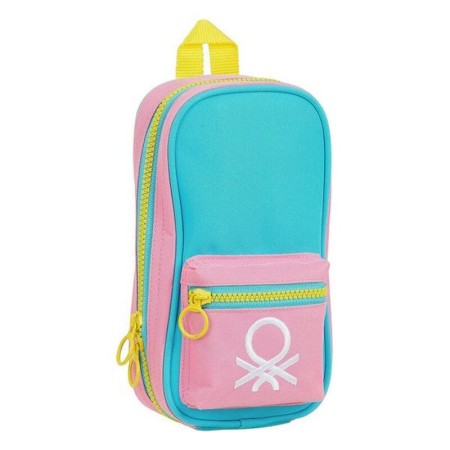 Plumier sac à dos Benetton Color Block Jaune Rose Turquoise (33 Pièces)