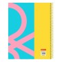 Carnet Benetton Color Block Rose Turquoise Jaune A4