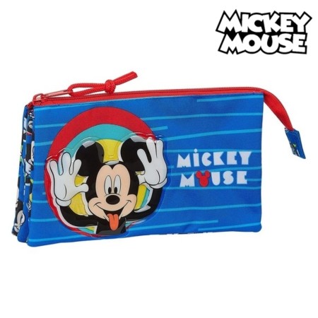 Trousse Fourre-Tout Triple Mickey Mouse Me Time Rouge Bleu