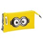 Trousse Fourre-Tout Triple Minions M744 Noir Blanc Jaune (22 x 12 x 3 cm)