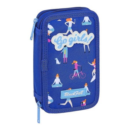 Pochette à crayons triple BlackFit8 Go Girls Bleu (28 pcs)