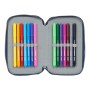 Pochette à crayons triple BlackFit8 Retro Blue marine (28 pcs)