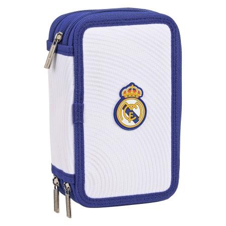 Pochette à crayons triple Real Madrid C.F. Bleu Blanc (36 Pièces)