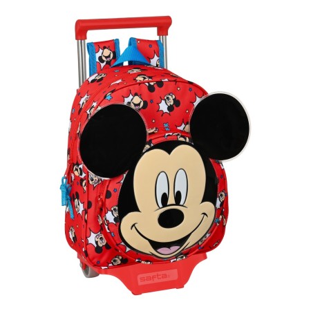 Cartable à roulettes Mickey Mouse Clubhouse Happy Smiles Rouge Bleu (28 x 34 x 10 cm)