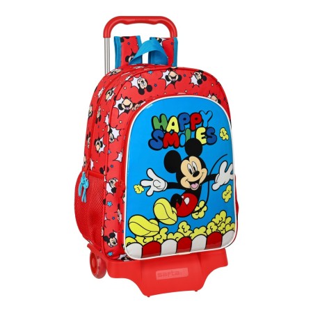 Cartable à roulettes Mickey Mouse Clubhouse Happy Smiles Rouge Bleu (33 x 42 x 14 cm)