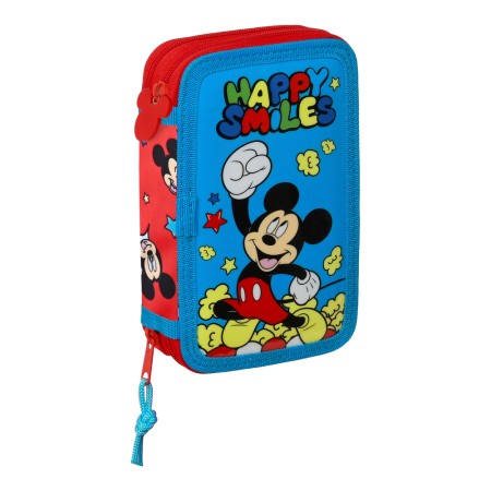 Plumier double Mickey Mouse Clubhouse Happy Smiles Rouge Bleu (12.5 x 19.5 x 4 cm) (28 pcs)