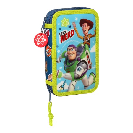 Plumier double Toy Story Space Hero Blue marine Vert clair (12.5 x 19.5 x 4 cm) (28 pcs)