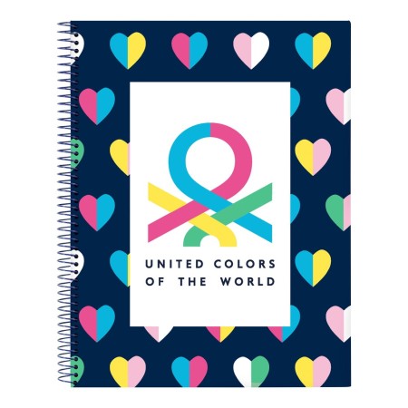 Cahier à Spirale Benetton Corazones Multicouleur Blue marine A4